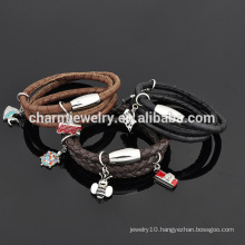 Personalized Leather Cuff Fashion stainless steel Bracelet for Women Wholesale SW-LB021